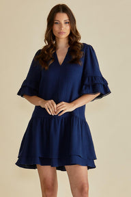 Malibu Navy Cotton Dress