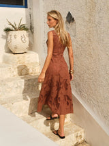 Alessia Lace Midi Dress - Red Clay