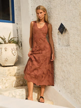 Alessia Lace Midi Dress - Red Clay
