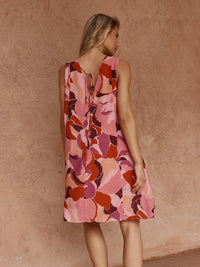 Allie Seamed Swing Dress - Peony Print