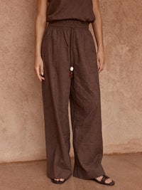 Bellie Embroidered Pant - Chocolate