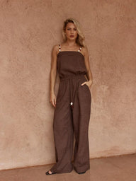 Bellie Embroidered Pant - Chocolate