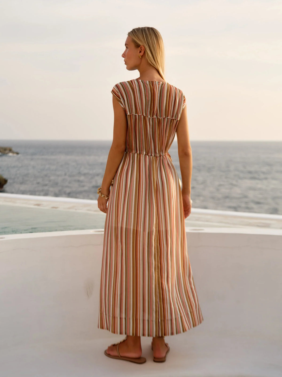 Callista Midi Dress - Sandbar Stripe
