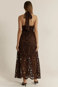 Elara Broderie Dress - Chocolate