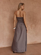 Everley Strapless Dress - Choc Stripe