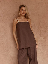 India Embroidered Tunic - Chocolate