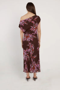 Margo One Shoulder Dress - Dark Flower Print