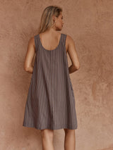 Nola Stripe Mini Dress - Choc Stripe