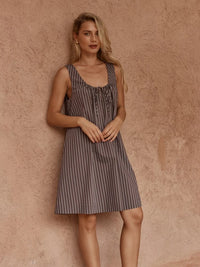 Nola Stripe Mini Dress - Choc Stripe