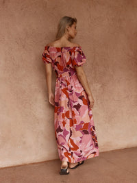 Jo Off Shoulder Dress - Peony Print
