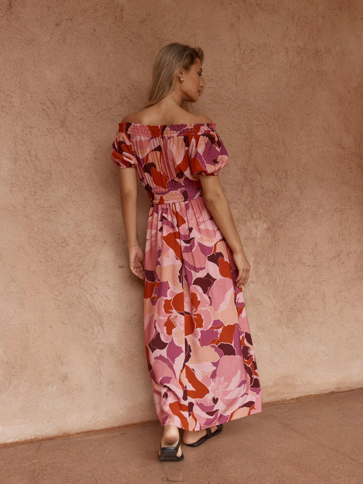 Jo Off Shoulder Dress - Peony Print