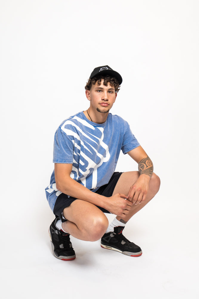Mantis Signature Graffiti Tee Washed Blue