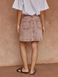 Tipo Wave Denim Skirt - Rusty Red