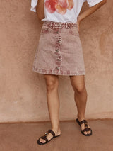 Tipo Wave Denim Skirt - Rusty Red