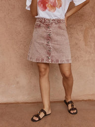 Tipo Wave Denim Skirt - Rusty Red