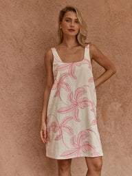 Vienne Mini Shift Dress - Neutral/Pink